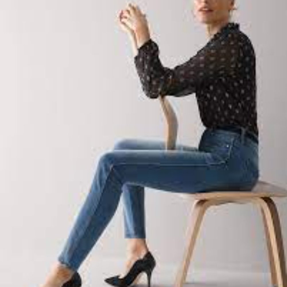 White House Black Market Petite High-Rise Cashmere Denim Skinny Jeans - Picture 1 of 11